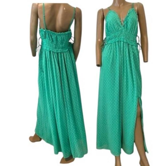ASOS DESIGN elasticated frill waist midi slip dress medium textured D1 5024 - Picture 1 of 9